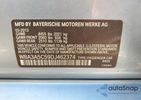 2013 BMW 328I z USA, uszkodzony, nr VIN WBA3A5C59DJ462374